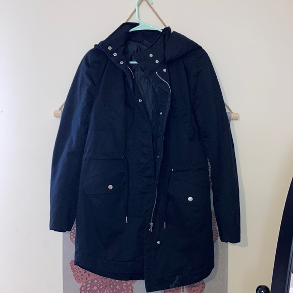 NWOT H&M BLACK PADDED PARKA WITH HOOD - Picture 2 of 7